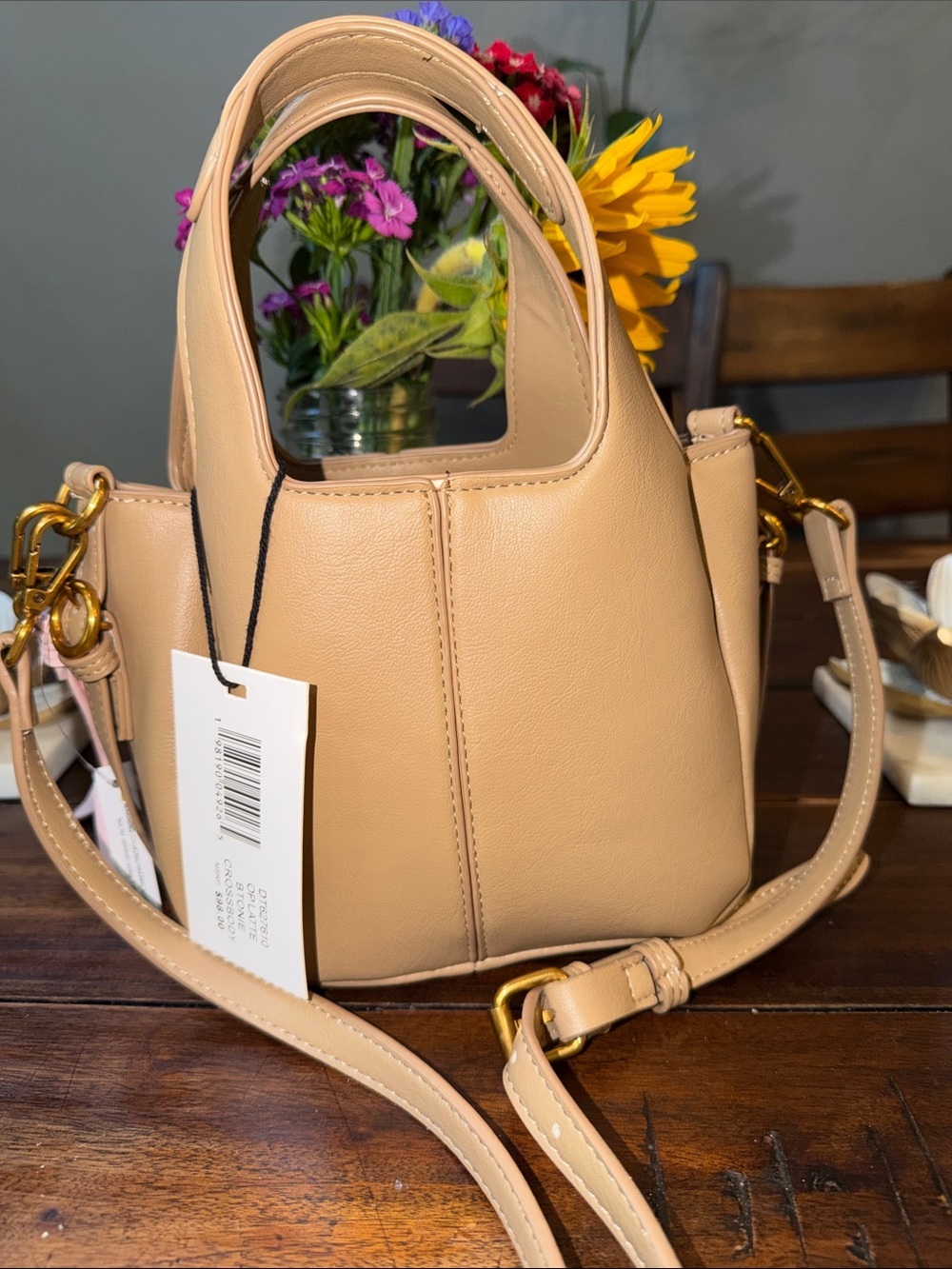 Steve Madden Oplattie Crossbody Bag Tan Top Handle Purse NWT $98 - Picture 3 of 11